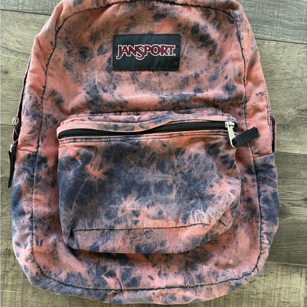 JanSport Pink and Blue Backpack Artistic Design
